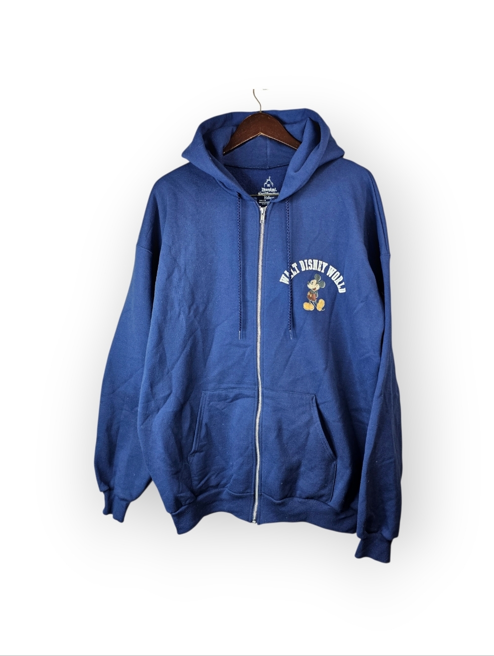 Disneyland Walt Disney World Mickey Mouse Hoodie Mens Blue Full Zip Sweatshirt - Picture 2 of 6